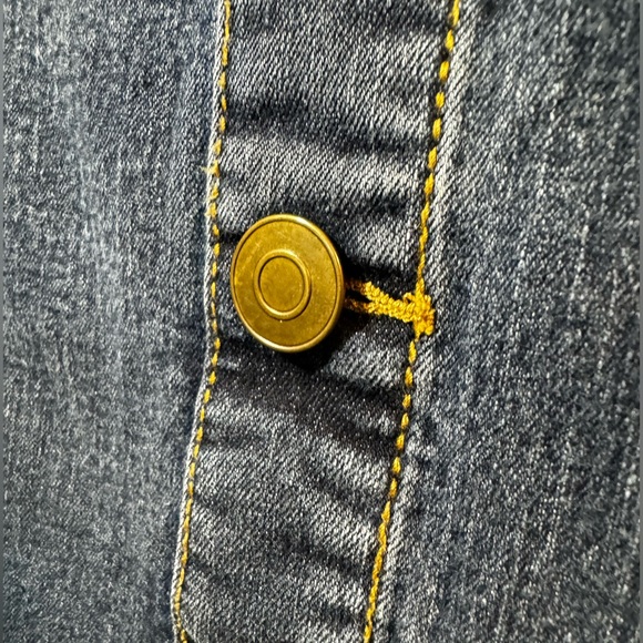 CJ Banks Dark Wash Denim Jean Skirt with Bronze Button Detail - Size 14 - Picture 3 of 8